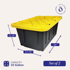 homz durabilt plastic storage bins with lids, 15, side view