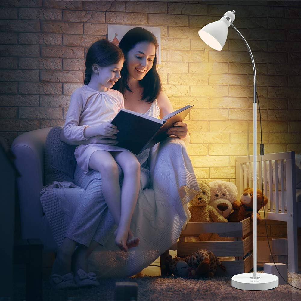 LEPOWER Floor Lamp, Metal Standing Lamp with Adjustable Gooseneck for Dorm