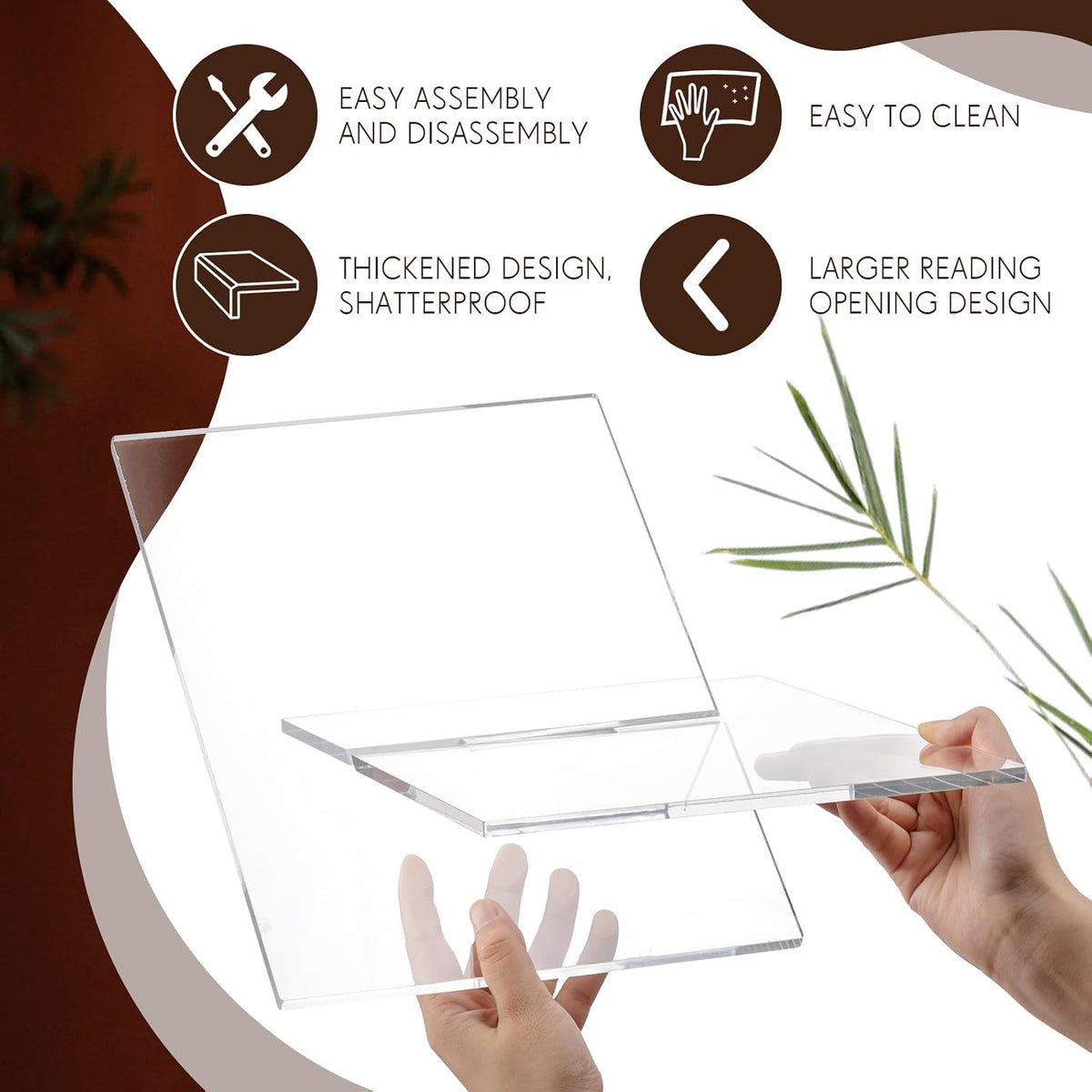 Large Acrylic Book Stands 15.8" x 9.5" x 5.4" Thicken Book Hol...