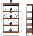 Himimi Industrial Bookshelf 5-Tier Set of 2, Bookcase 58" H Ladder Shelf - Image 3