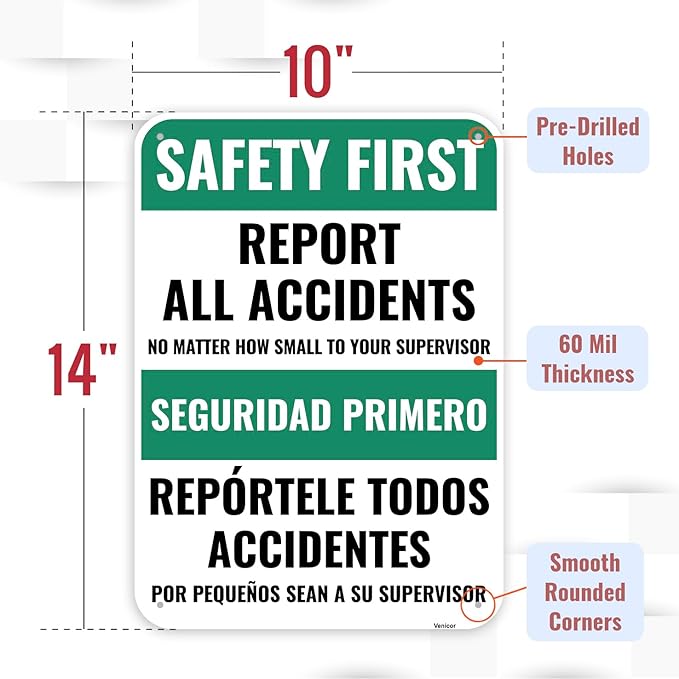 1PC Safety Sign, 14 x 10 Inches - Image 2