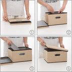 PRANDOM Storage Bins with Lids Jute Fabric Foldable Storage Boxes Organizer - Image 5