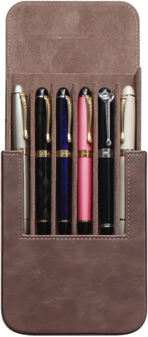 MIVLXLX Leather 6 Fountain Pen/Pencil Tray Case, Magnetic Closure - Image 9