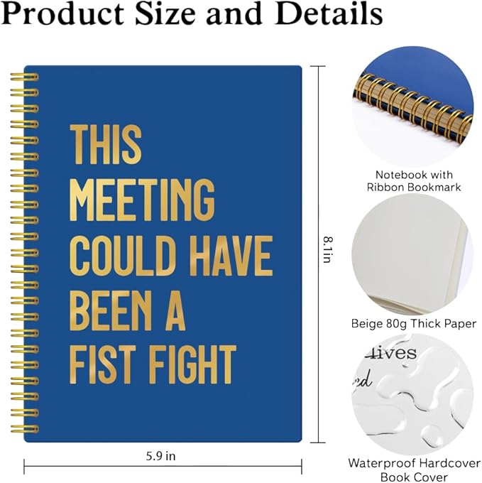 XQLZY This Meeting Could Have Been A Fist Fight Navy Blue Spiral Notebook - Image 2