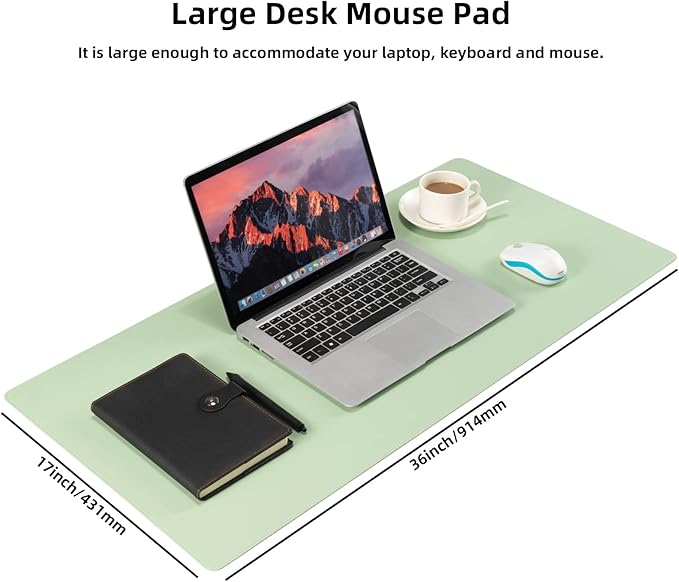 Wolaile PU Leather Desk Pad, 36x17 in Large Computer Desk Mat, Waterproof - Image 2