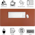 Bloss Brown Leather Desk Pad Protector, Office Desk Mat, Large Mouse Pad - Image 5
