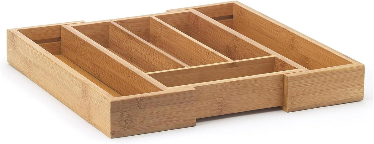 HIC Kitchen Expandable 6-Slot Silverware Cutlery Utensil Storage Tray, Natura...