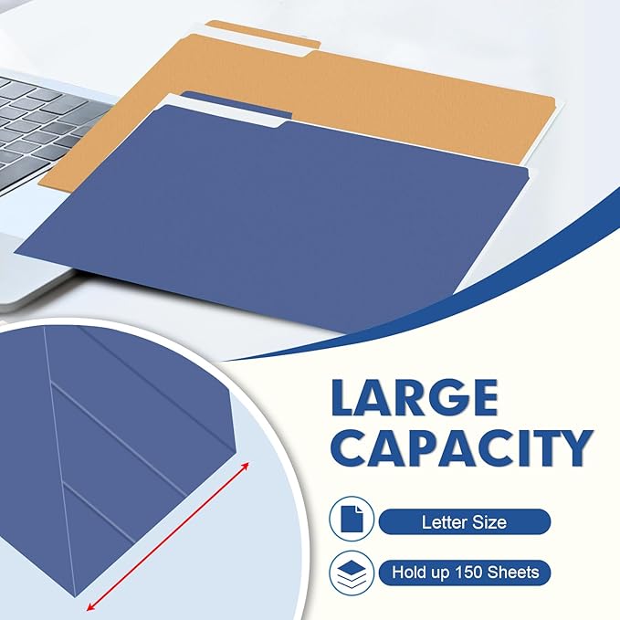 File Folder, PANDRI 120 Pack Colored File Folder, 1/3 Cut Tab, Letter Size - Image 5