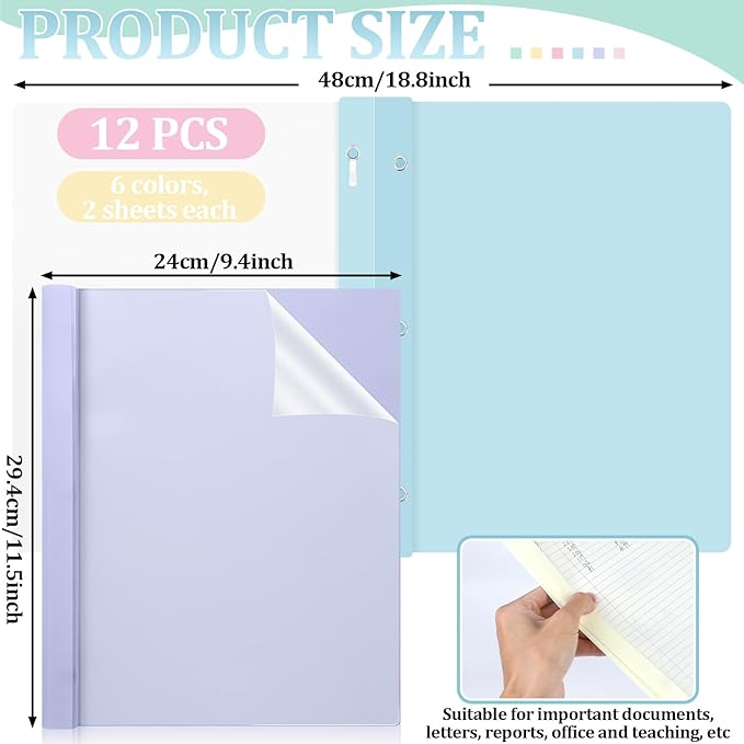 12 PCS Pastel Plastic Report Covers - Image 2