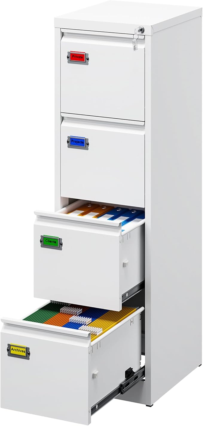 PEUKC 4-Drawer File Cabinet, 16.3" Deep Vertical Filing Cabinet by PEUKC