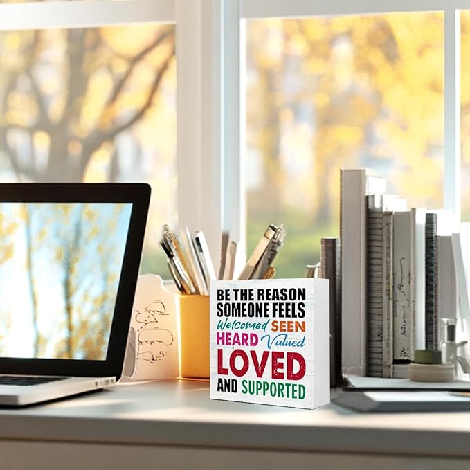 WUZYOU Office School Classroom Inclusive Wooden Block Sign Be The Reason - Image 5