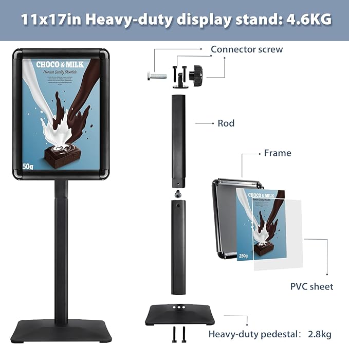 STANDNEE Poster Stand Holder Pedestal Floor Standing Sign Holder 11"x 17" - Image 3