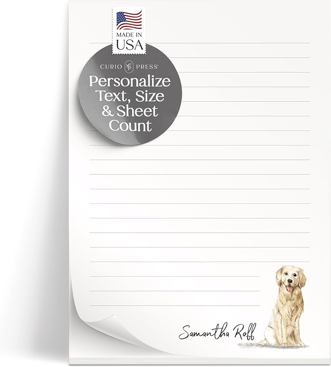 Personalized Stationery Dog Themed Note Pads, Choose from 85 Breeds Dog by CurioPress