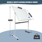 Rolling Whiteboard Magnetic Writeboard 48"x36" Flip Chart - Image 5