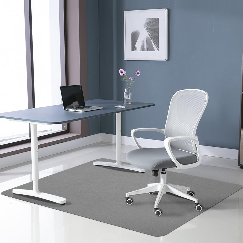 Office Chair Mat for Hardwood Floor&Tile,55"x35" Anti-Slip Desk Chair Mat,Low-Pile Mat,Multi-Purpose Hardwood Floor Protector for Office,Home (Light Grey, 35 * 47IN)