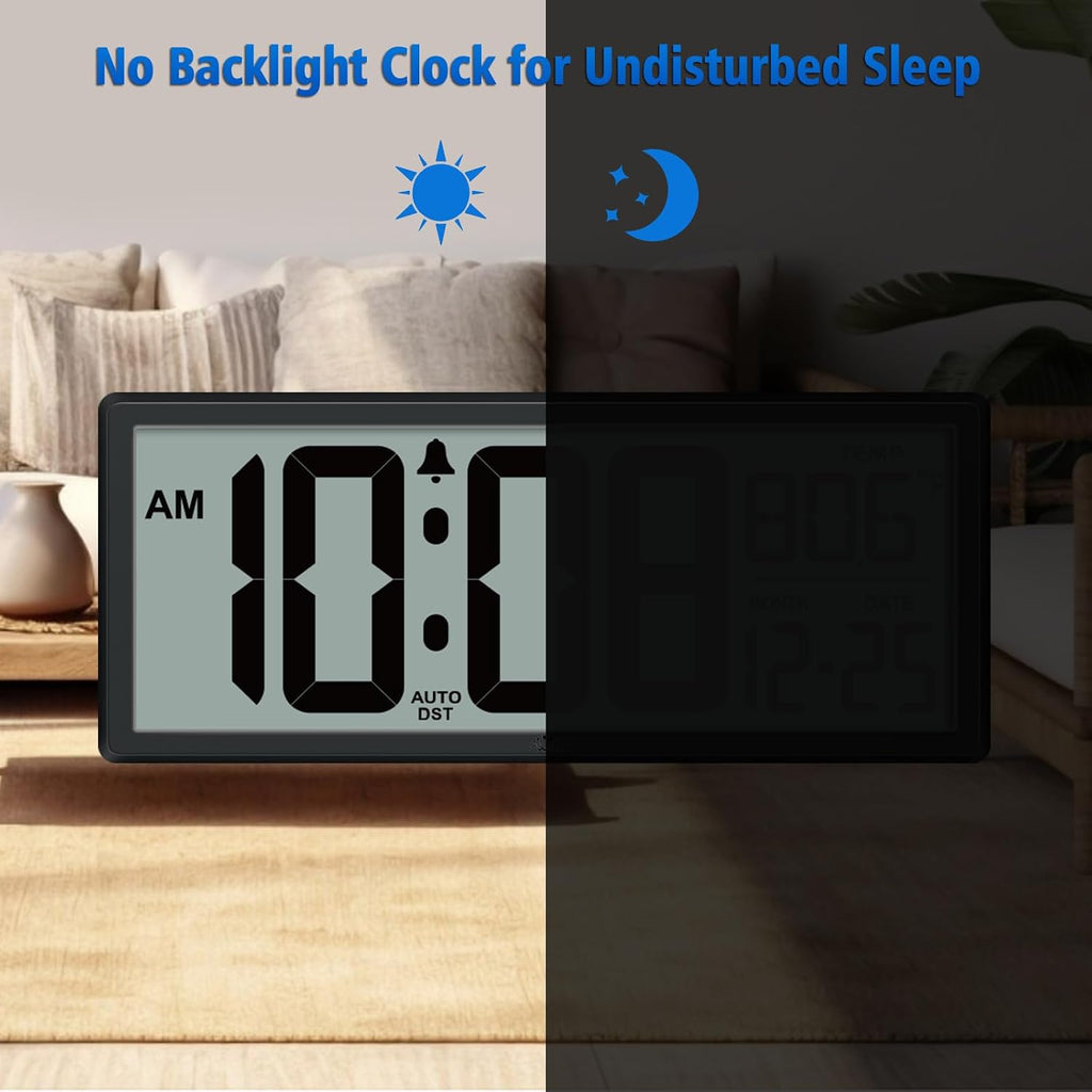 wallarge 14.5'' large digital wall clock battery operated on a desk or shelf