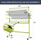 Rolling Whiteboard, 48x32 Inches Mobile Whiteboard on Wheels, Magnetic Dry - Image 3