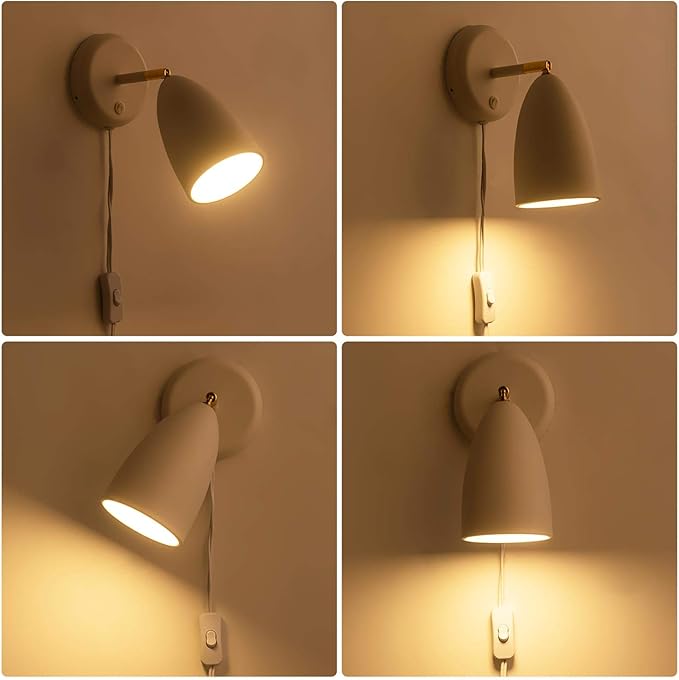 Ahaloye Set of 2 White Wall Sconce Finished Rotatable Simplicity Wall Mount - Image 2