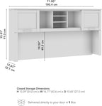 Bush Home 72-Inch Desk Hutch, Office Storage Organizer with Shelves, Cubbies and Frosted Glass Doors for Computer Desk, Home Office Furniture, Somerset Collection, Ash Gray