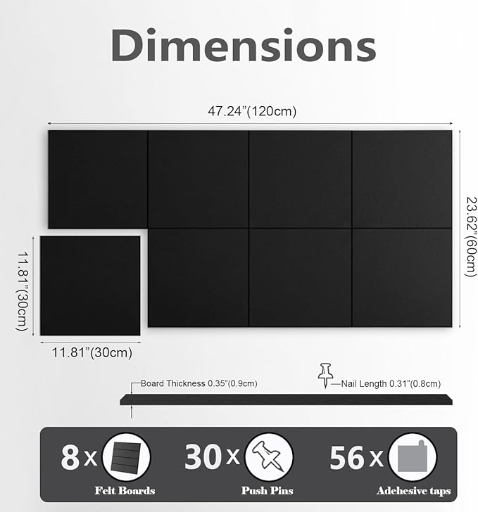 G Gamit Large Felt Wall Tiles Bulletin Board, Large Cork Board Alternative - Image 2