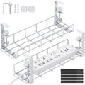 Under Desk Cable Management Tray, 31.5'' No Drill Steel Cable Tray Organizers by REFLYING