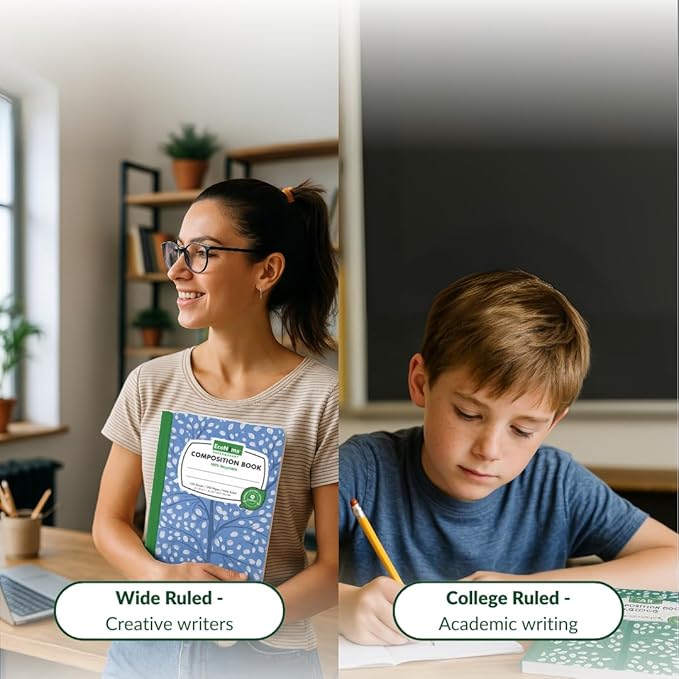 EcoNama Composition Notebooks Pack of 10 College Ruled 200 Pages 9.75"x7.5" - Image 3
