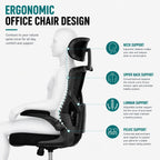 Ergonomic Office Chair, High Back Mesh Computer Chair with Molded Foam Cushion, Adjustable Headrest, Lumbar Support, Tilt Lock and Coat Hanger for Home Office