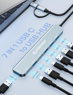 ONFINIO USB C/USB Hub Multiport Adapter, 7 in 1 Aluminum USB 3.0 Hub - Image 2