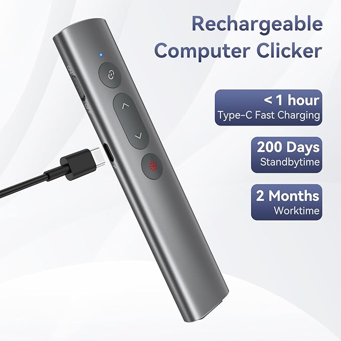Wireless Presentation Clicker PowerPoint Remote: USB C A Presenter PPT Power - Image 7