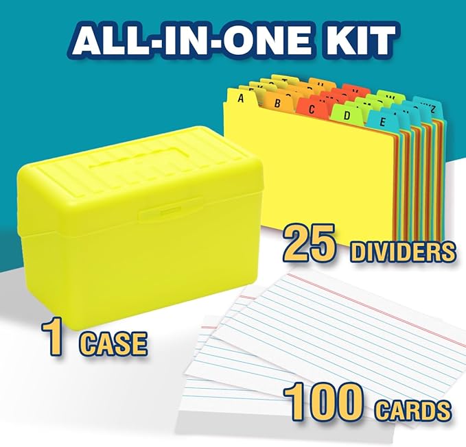 H4D 3x5 Index Card Holder with 100 Heavyweight Ruled Index Cards and 25 Plastic - Image 2