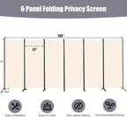 Room Divider 6FT Folding Privacy Screens, 6 Panel Partition Room Dividers - Image 6