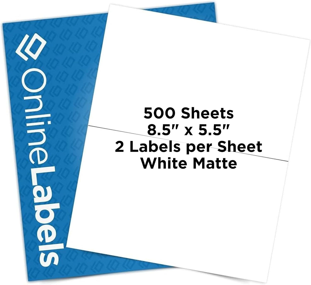 OnlineLabels 8.5" x 5.5" Half-Sheet Shipping Labels - Matte - 500 Sheets | Permanent Adhesive, Blank Rectangle Labels, Inkjet & Laser Compatible, Ideal for FBA, FedEx, USPS, & UPS Shipping