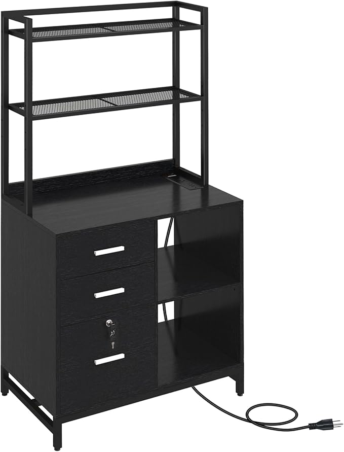 Livofloral File Cabinet with Charging Station, 3 Drawer Filing Cabinet with - Image 9