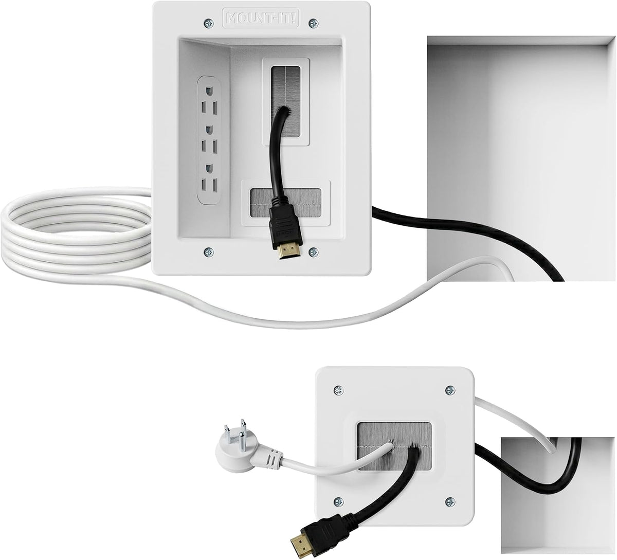 Mount-It! in-Wall TV Cable Concealer Kit with Recessed Power – Triple Outlet,...