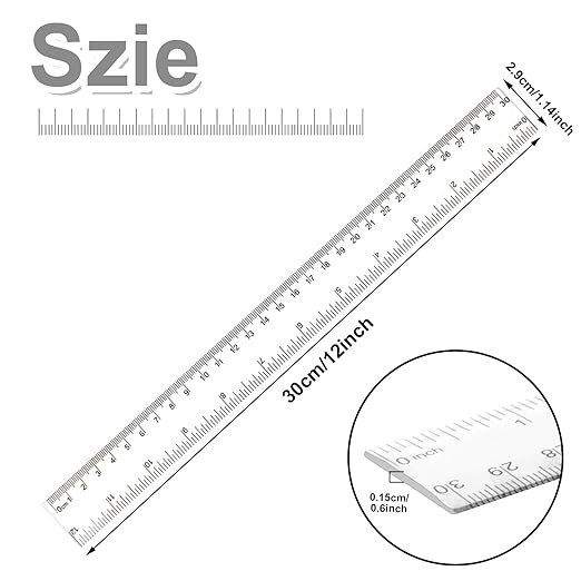 30PCS Clear Ruler Plastic Rulers 12 Inch, - Image 2
