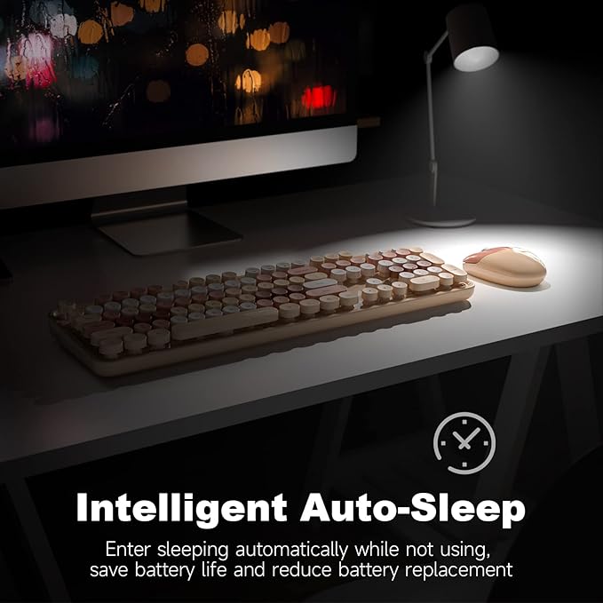 MOFII Wireless Keyboard and Mouse Combo, 2.4GHz Retro Full-Size Keyboard - Image 4