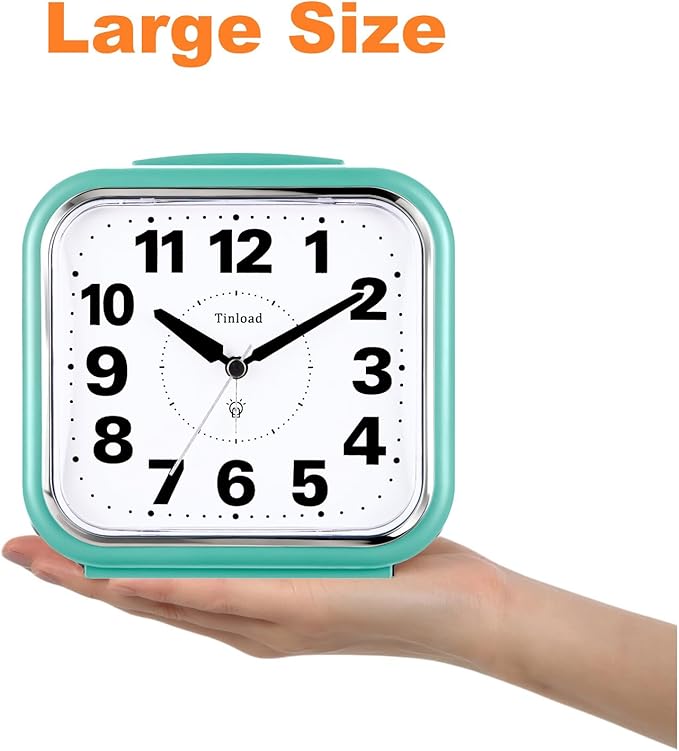 Tinload 5.5" Large No Ticking Analog Alarm Clock, Silent Readable - Image 2