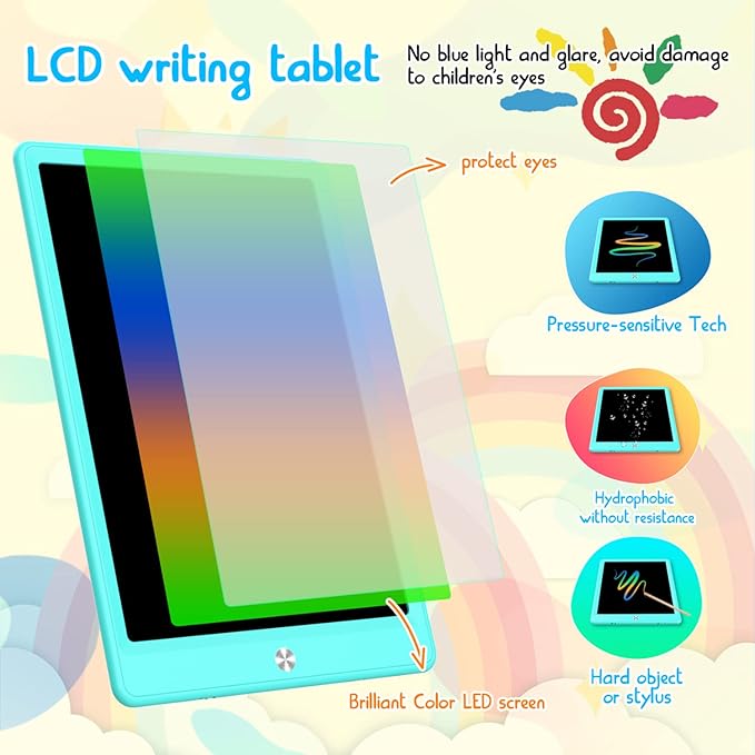 BUKEBU LCD Writing Tablet Doodle Board, 12.5 inch Colorful Drawing Pad - Image 4