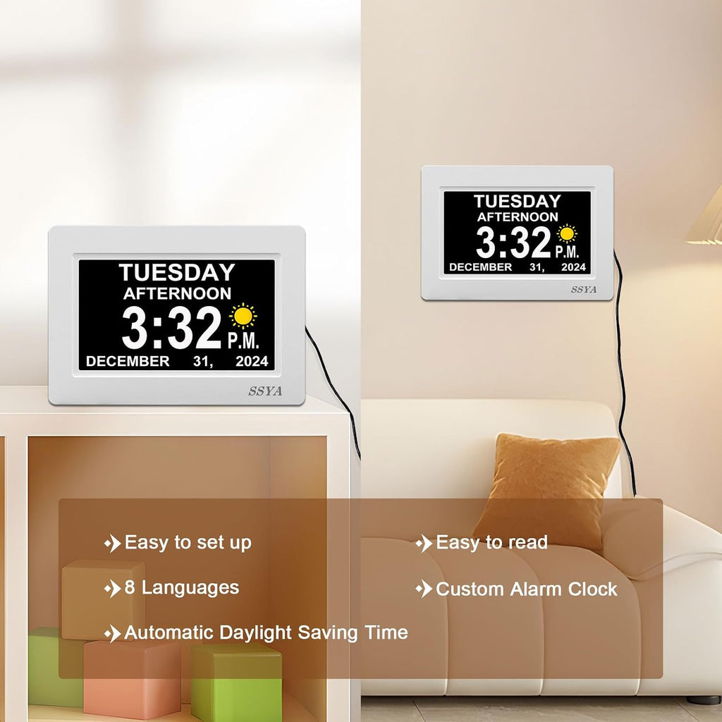 ssya digital calendar alarm clock - dementia clocks, package contents