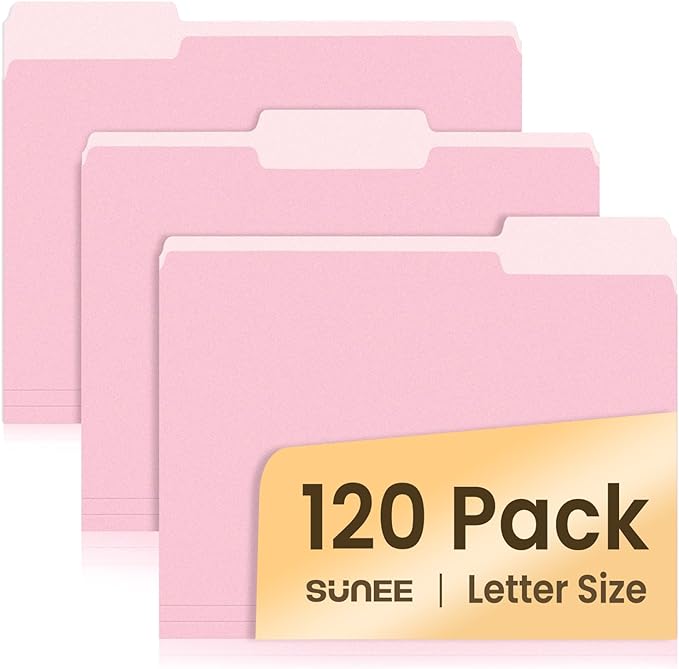 SUNEE File Folders, 120 Pack Manilla Folders 8.5 x 11, Colored File Folders by SUNEE