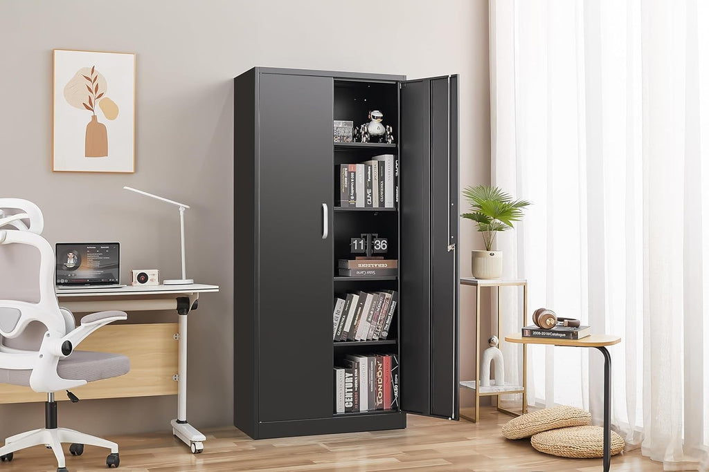 guizeeopo metal storage cabinet with adjustable shelves, garage, view 9