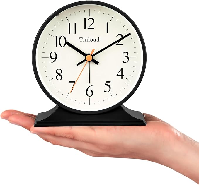 4.5"Retro Analog Alarm Clock, Vintage decor, Super Silent Non Ticking Small - Image 3