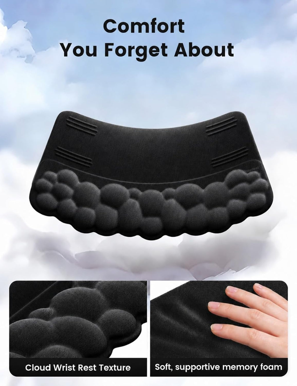 Vaydeer Cloud Wrist Rest with Keyboard Stand, Computer Wrist Support Pad Soft Memory Foam, Ergonomic Keyboard Riser Holder Lifter Tilted Wrist Cushion for Desk, Palm Hand Typing for Office Home Gaming