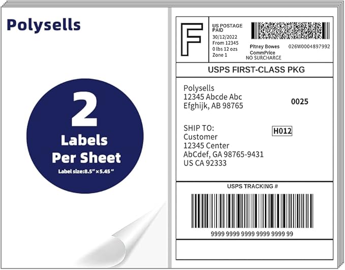 POLYSELLS Self Adhesive Address Shipping Labels by POLYSELLS