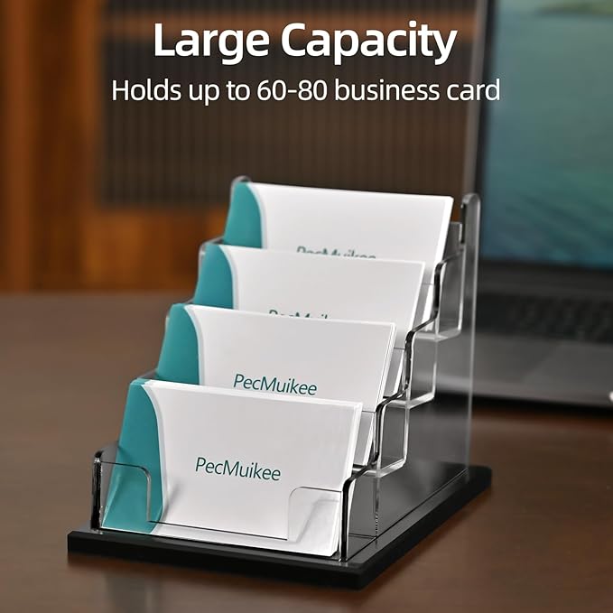 PecMuikee Business Card Holder for Desk，Acrylic Business Card Display Stand - Image 3