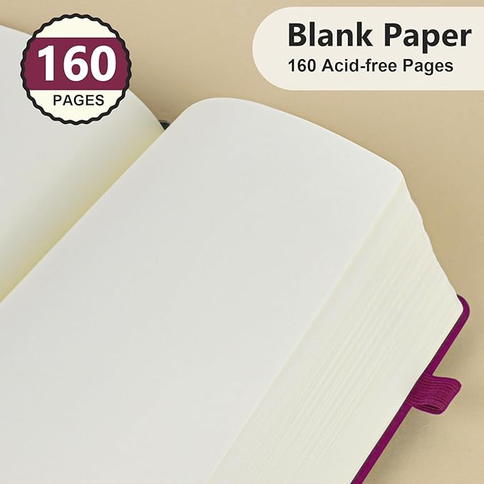 PERCUN Blank Journal Ntebook for Men & Women, 160 Pages Blank Journals for - Image 4