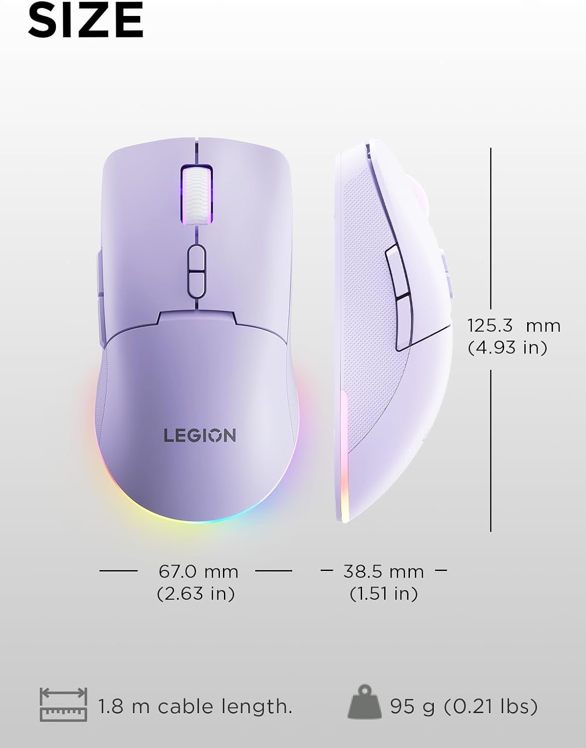 Lenovo Legion M220 Wireless RGB Gaming Mouse, Tri-Mode (Bluetooth, 2.4GHz &am...