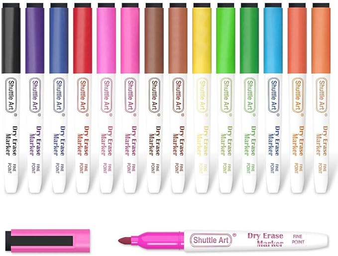 Shuttle Art Dry Erase Markers, 15 Colors Magnetic Whiteboard Markers by ShuttleArt