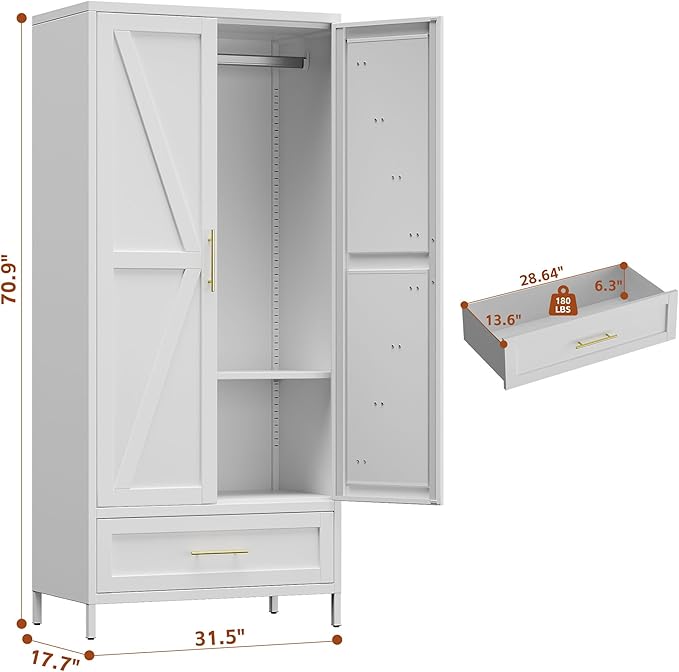 SUPEER Metal Wardrobe Cabinet - Image 2