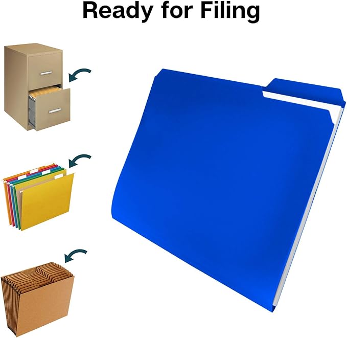 Dunwell Plastic Colored File Folders, Colorful 1/3 Tab Filing Folders - Image 6